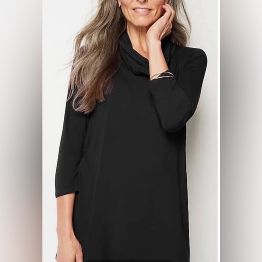 Cupio Blush Soft Fabric Cowl Neckline Sweater Tunic Black Size Large EUC